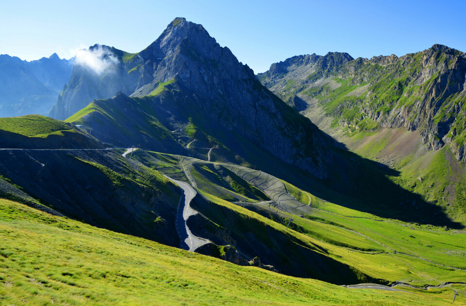 A view of the landscape in the Pyrenees close to the col du Tourmalet