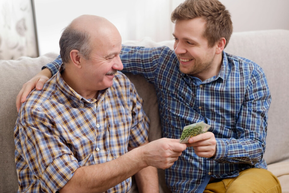Elderly parent gifts money to son