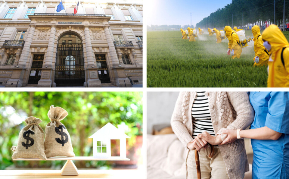 Petr Kovalenkov / Jinning Li / Dmytro Zinkevych / William Potter / Shutterstock Cour des comptes, pesticides, mortgage, and a nurse caring for an elderly woman