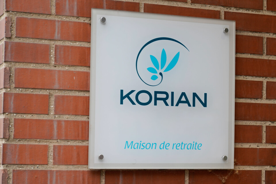 A sign saying with the Korian logo reading “Maison de Retraite” retirement home in France