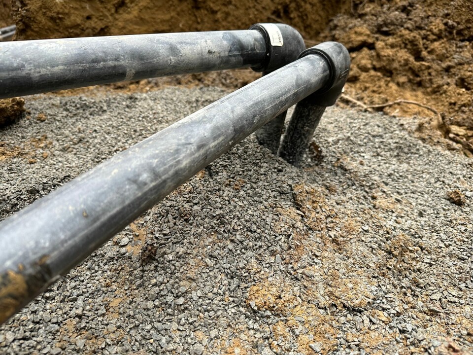 A photo of pipes in the ground as part of a geothermic heat pump installation project