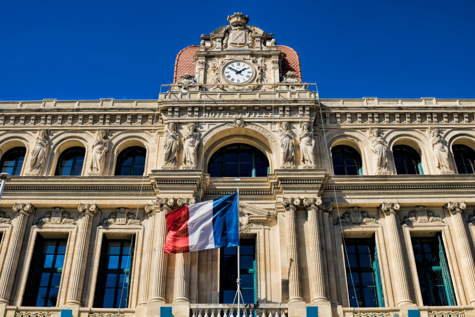 French administrative building flying flags