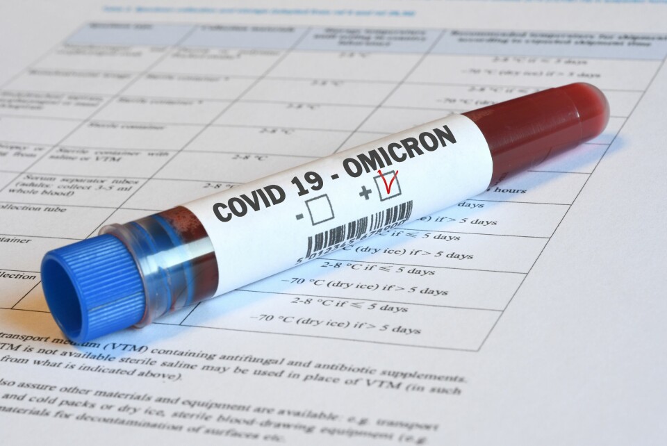 A test tube of blood labelled with Covid-19 - Omicron