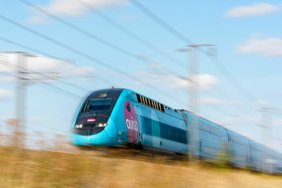 A high-speed Ouigo train on a track