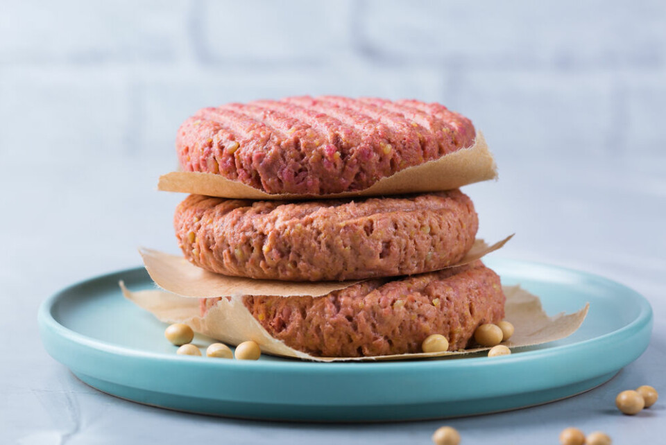 A view of three plant-based ‘burgers’ made from chickpeas