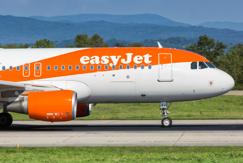 An EasyJet plane on the tarmac at an airport in France