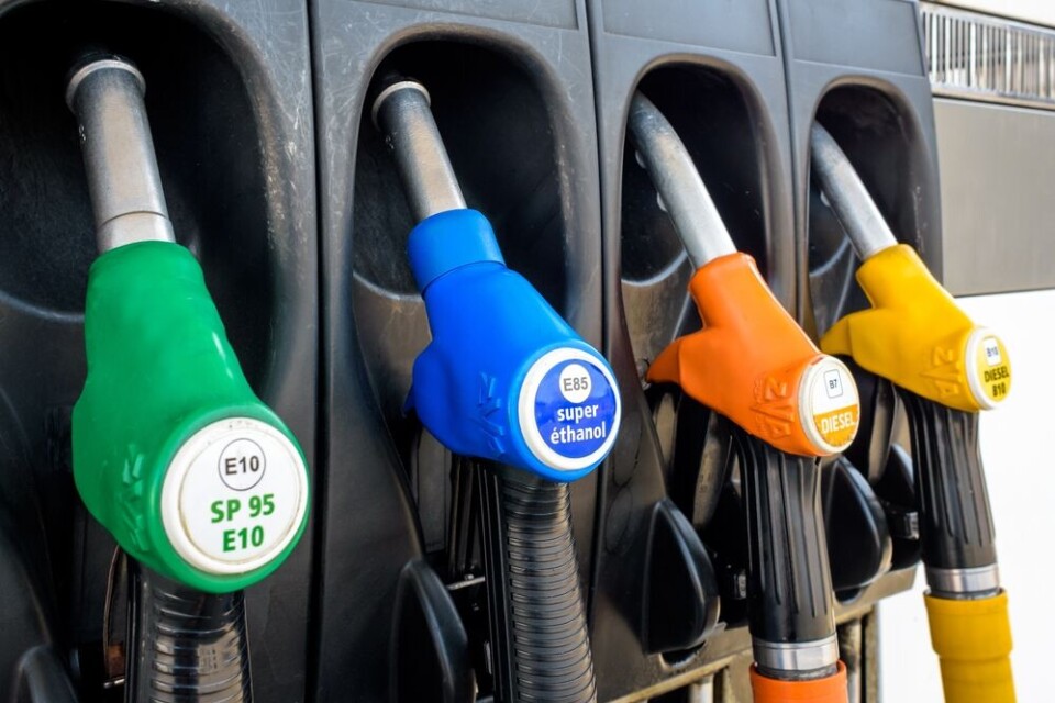 A view of petrol pumps at a petrol station in France