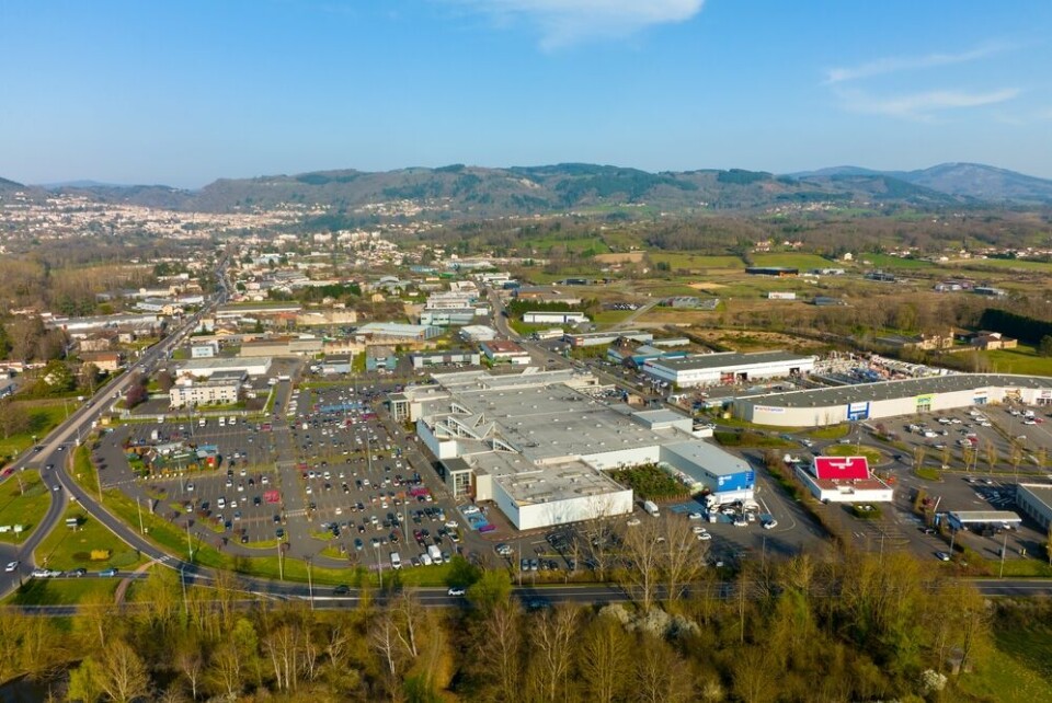 An aerial view of an industrial zone in Thiers, France