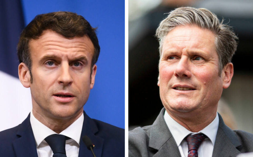 A split image with President Macron on one side and Sir Keir Starmer on the other