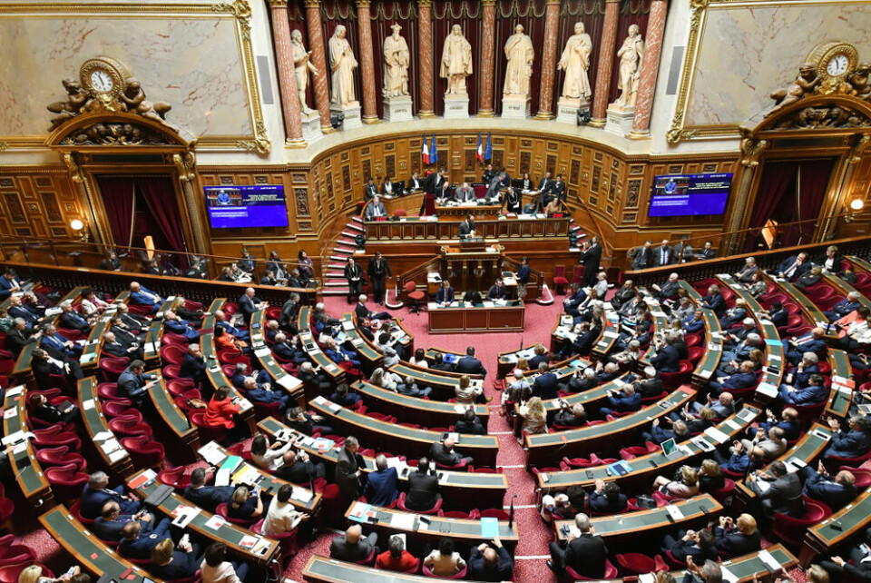 A view of the Senate hemicycle chamber in France
