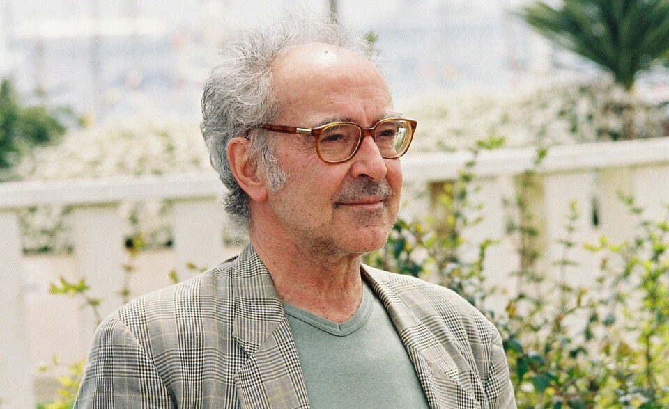 A photo of Jean-Luc Godard at the Palais des Festivals in Cannes, 2001