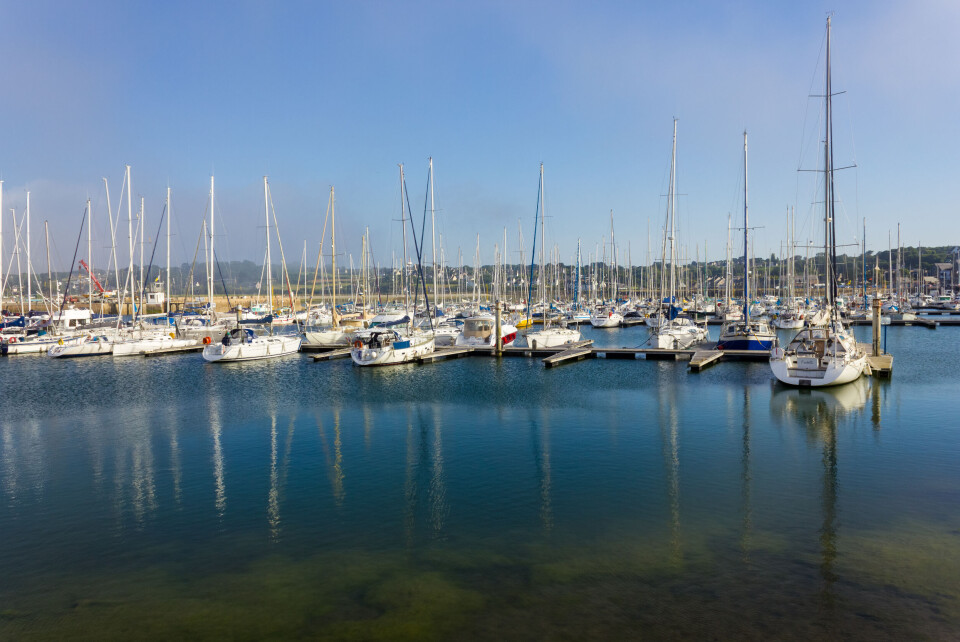 Pleasure boats moored in the Perros Guirec marina in Brittany