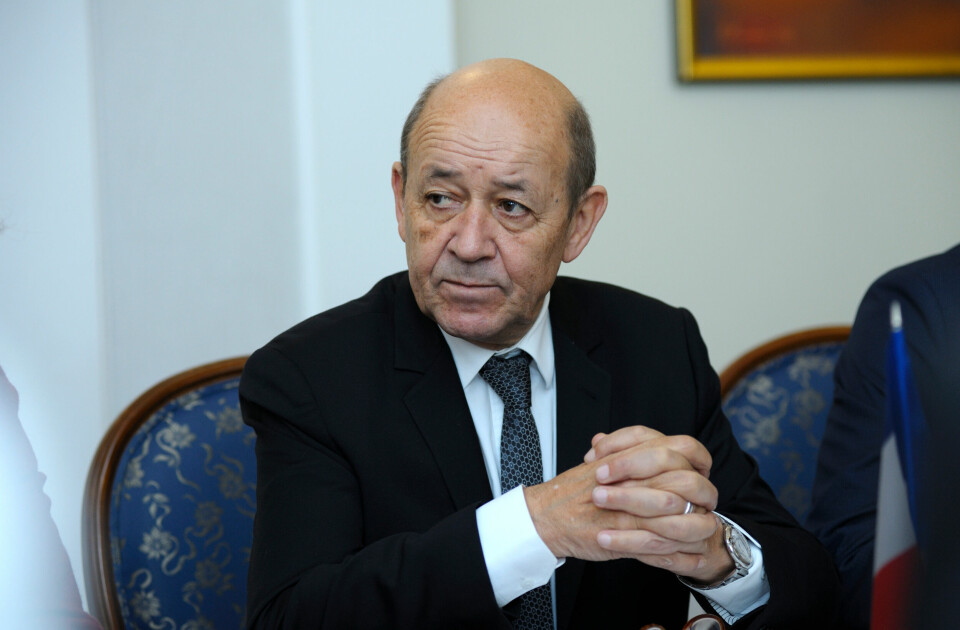 French Foreign Minister Jean-Yves Le Drian at a meeting in Kyiv, Ukraine, 2018