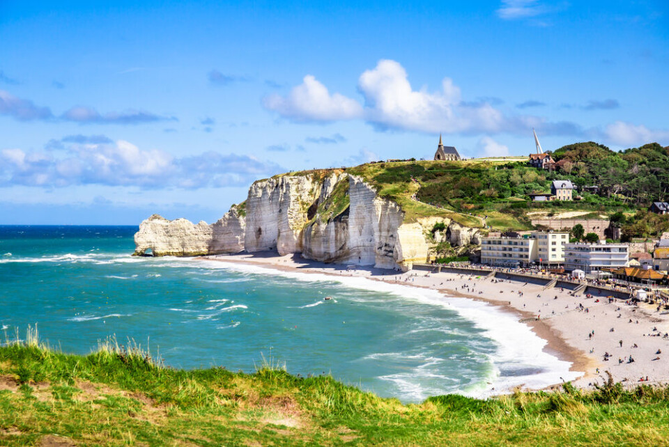 A view of the Etretat Aval cliffs in Normandy