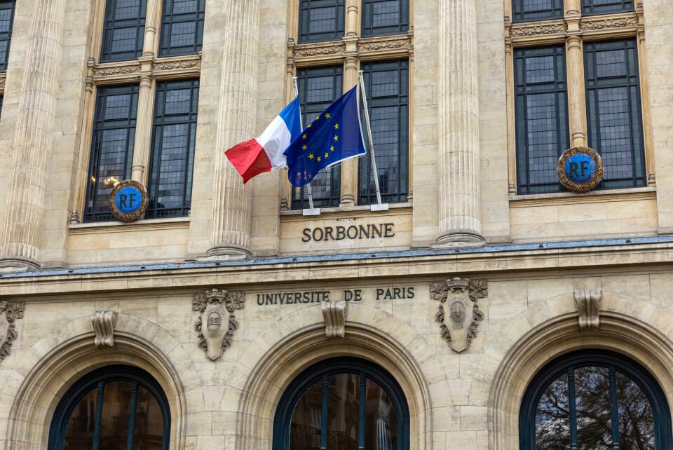 Facade of university Sorbonne in Paris, France