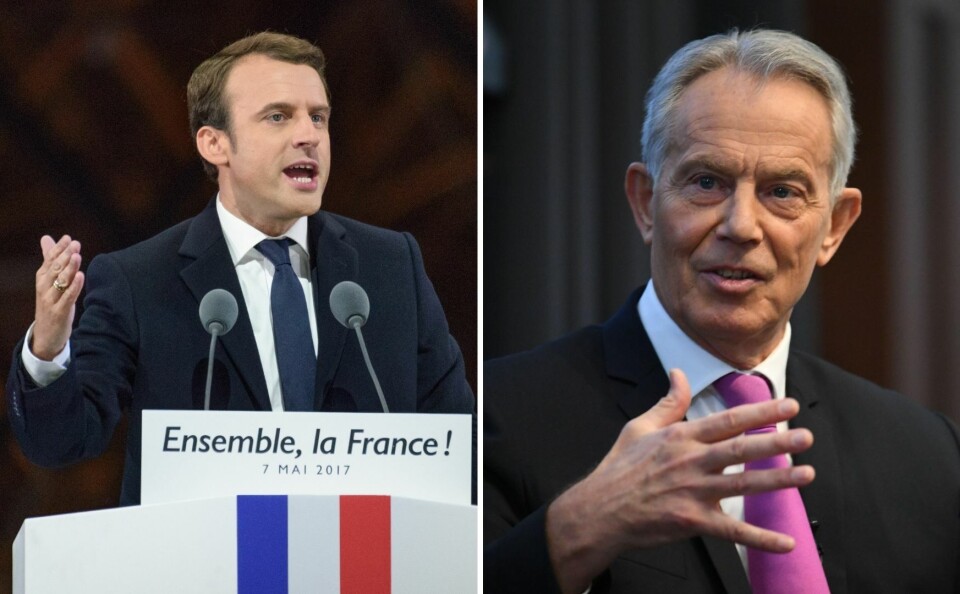 Macron by Frederic Legrand - COMEO / Shutterstock, Blair by PA Images - Alamy Banque D'Images