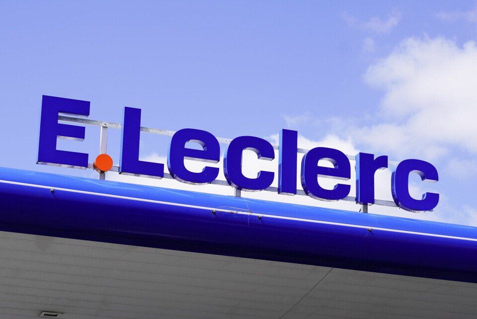 E. Leclerc logo on a supermarket building in Bordeaux, Aquitaine, France