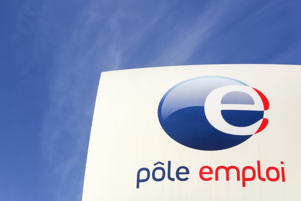 Closeup of a Pole Emploi unemployment agency sign