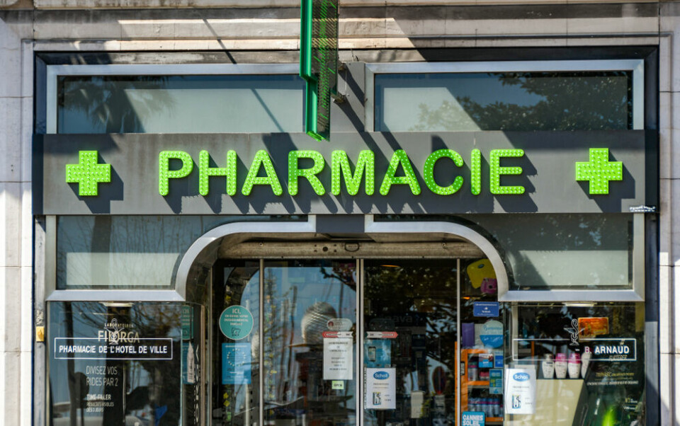 A view of a Pharmacie sign in France