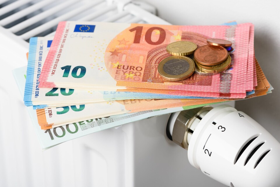A photo of a radiator with euros on top of it to show rising fuel costs