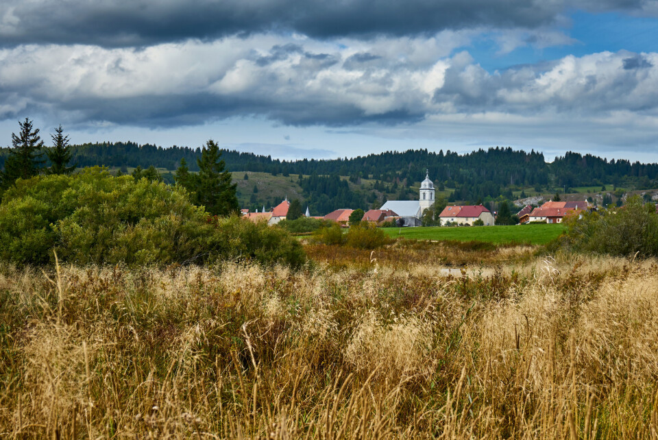 A view of the Mouthe in Bourgogne-Franche-Comté from nearby vegetation