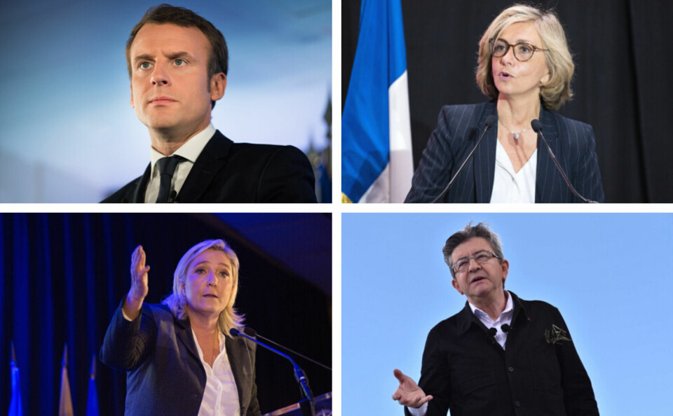 Clockwise: A composite photo of Emmanuel Macron, Valerie Pecresse, Jean-Luc Melenchon, and Marine Le Pen