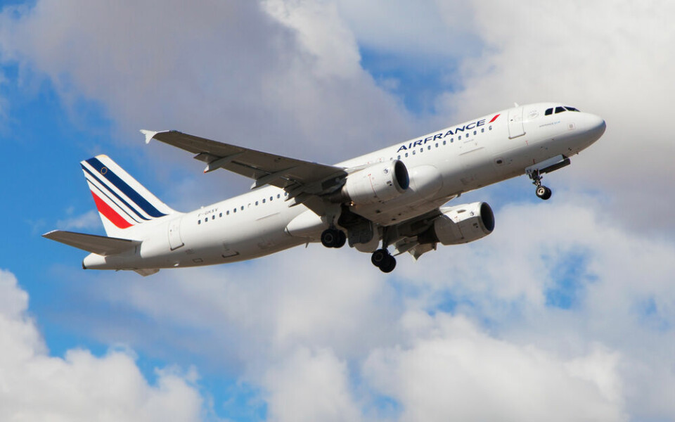 A view of an Air France plane in the sky