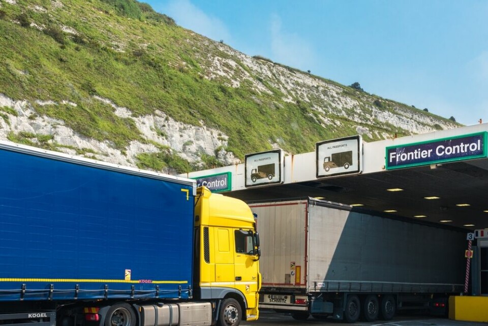 Lorries queuing up for customs control between France and the UK
