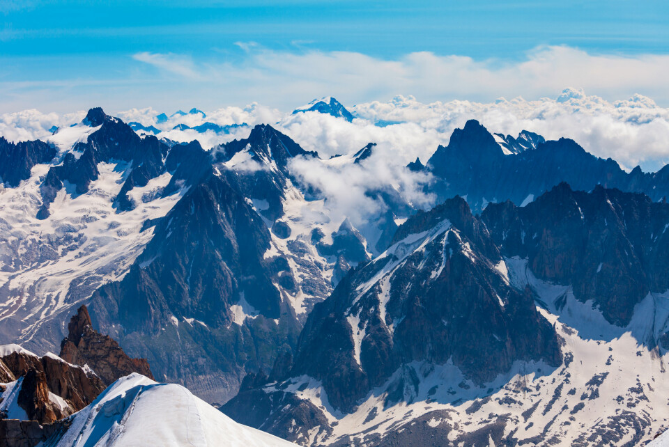 A view of the Mont Blanc Alpine mountain range