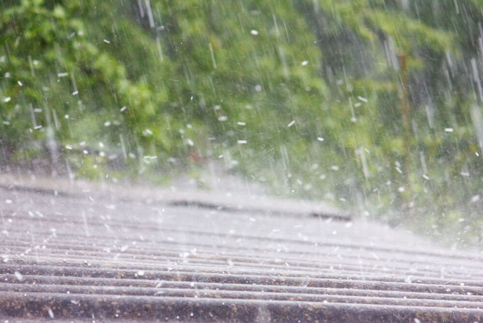 Rain falling on a roof