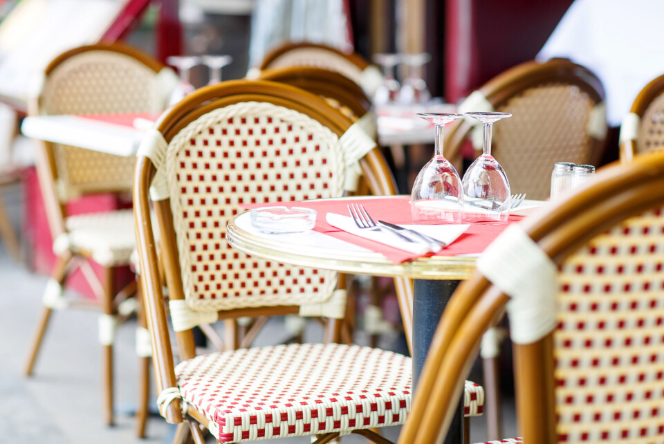 A restaurant table on a terrace