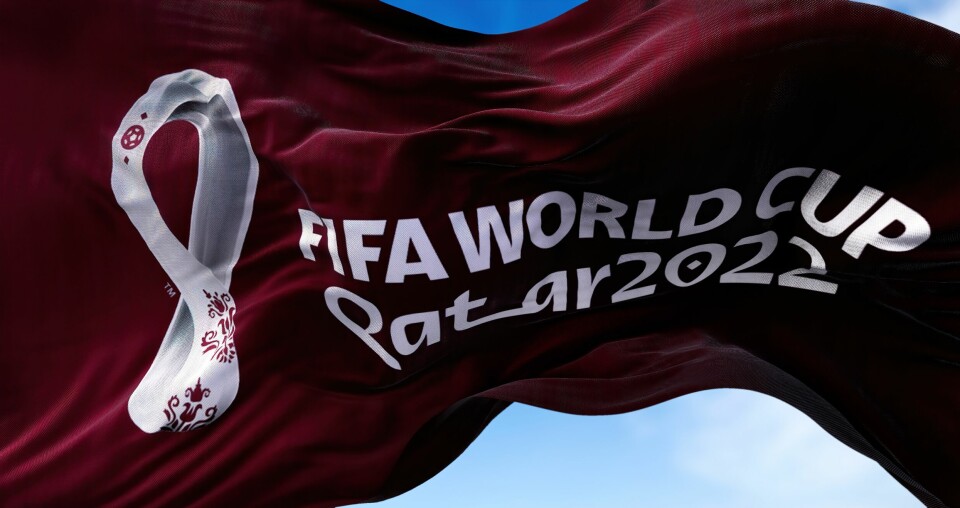 A photo of a FIFA World Cup Qatar 2022 flag