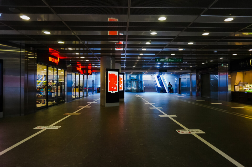 An image of advertising screens in a station