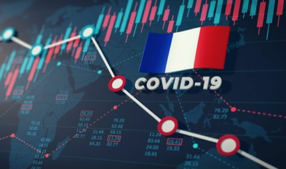 A graphic to show concept of rising coronavirus cases with a French flag