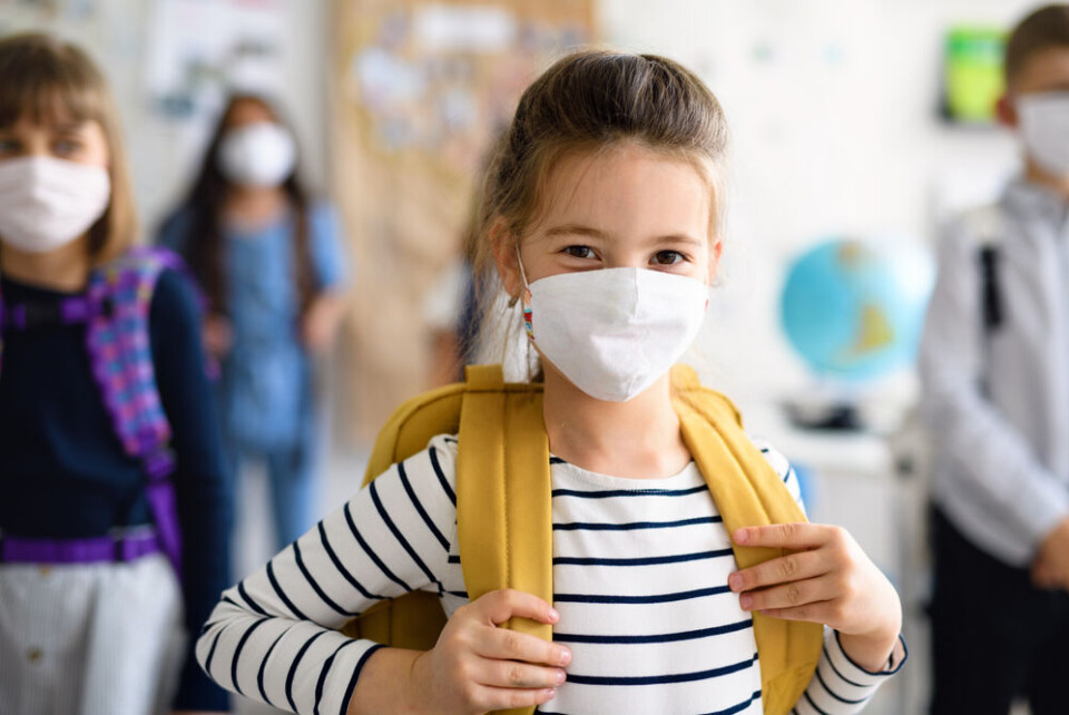 School children with masks