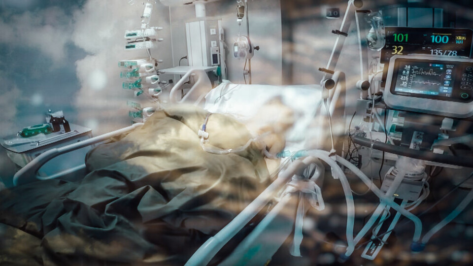 A photo of a patient in intensive care
