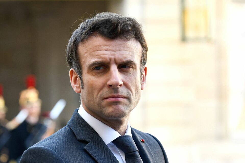 President Macron looking serious