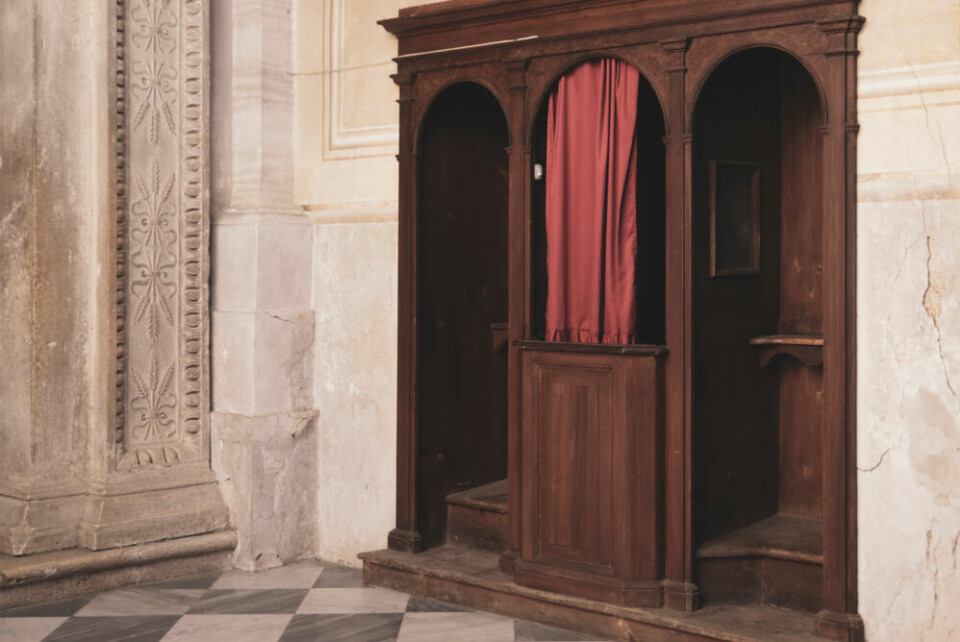 A confessional booth in a church