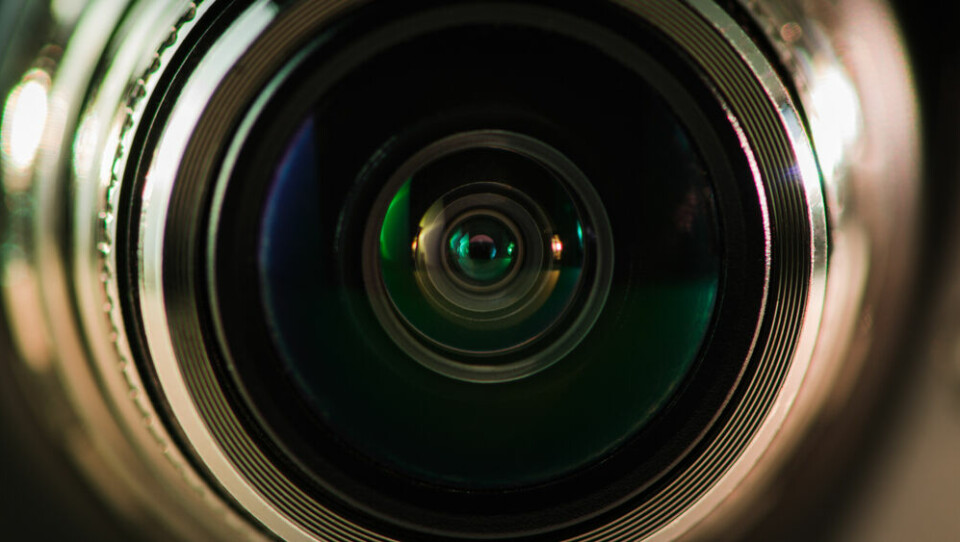A close up view of a camera lens