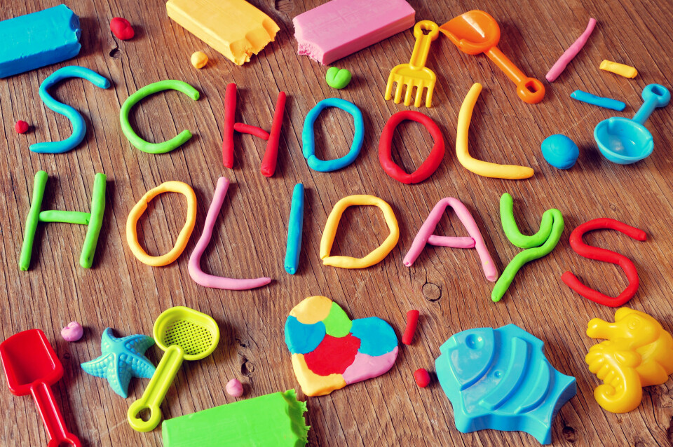 An image of the words 'School Holidays' spelled out in play dough