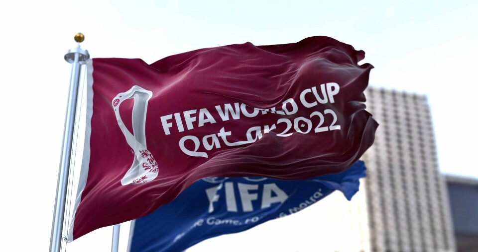 A photo of FIFA Qatar World Cup 2022 flags flying