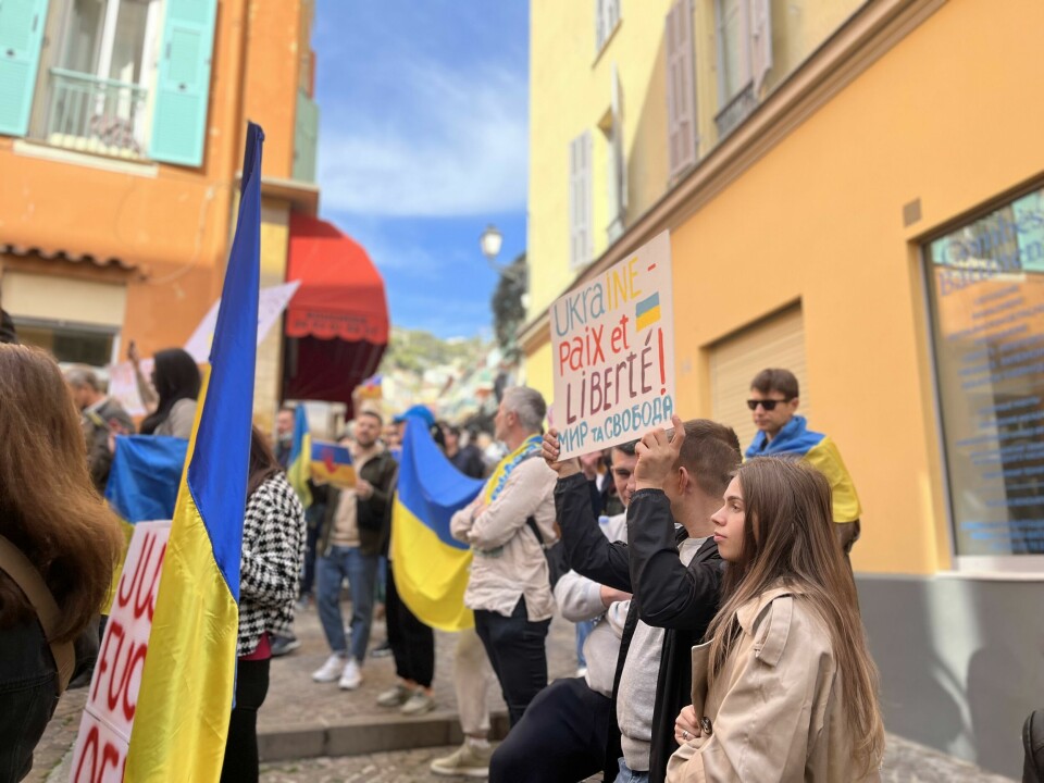 Protestors support Ukraine after the Russian invasion