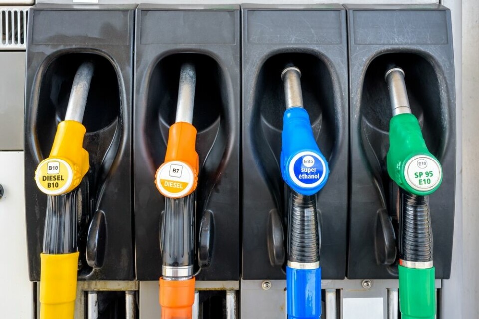 A photo of petrol pumps at a petrol station in France