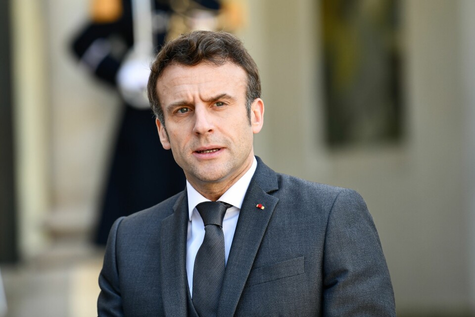 President Macron looking serious