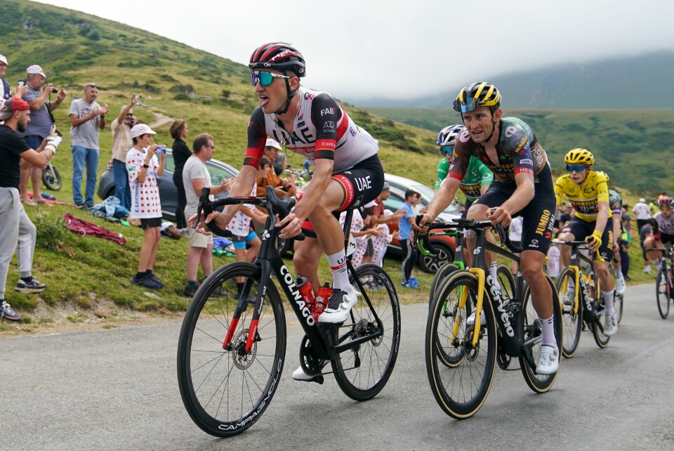 Cyclists on the Tour de France in the Pyrenees