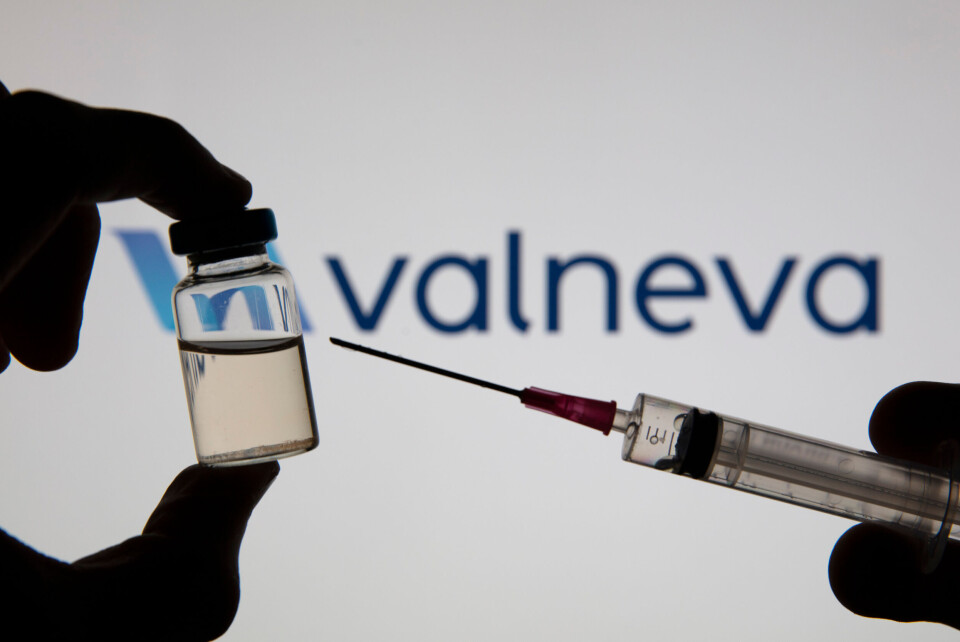 Ink Drop / Shutterstock Valneva biotech logo with a covid vaccine injection
