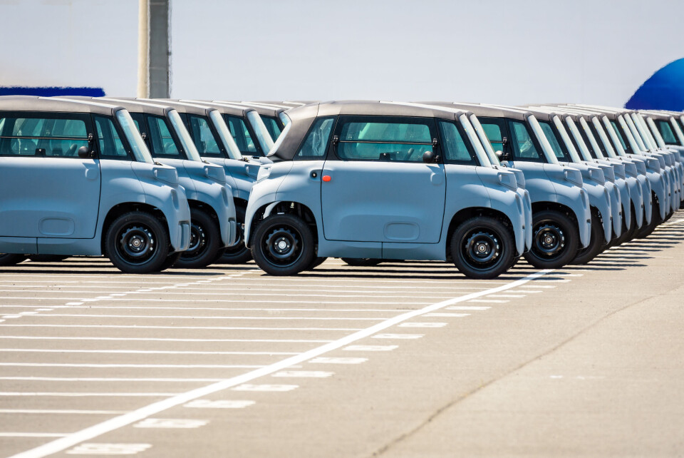 Citroën AMI electric licence-free microcars lined up outdoors in Le Havre