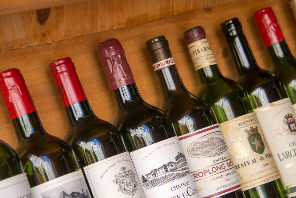 Collection of bottles of wines of Bordeaux