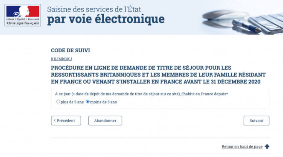Screenshot from contacts-demarches.interieur.gouv.fr