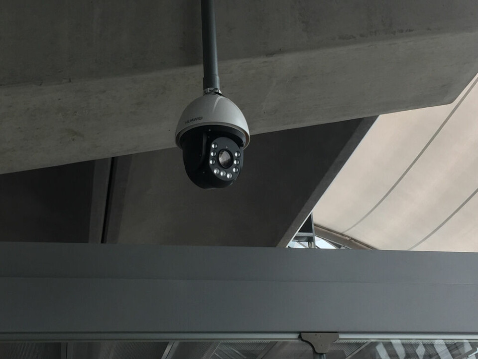 Huawei CCTV camera security cam in a building. French city warned over ‘intrusive’ use of CCTV to check number plates